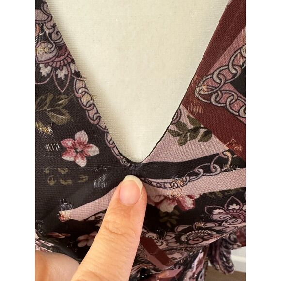 Eliza J Patchwork Print High Low Faux Wrap Dress Size 2 - Picture 7 of 10